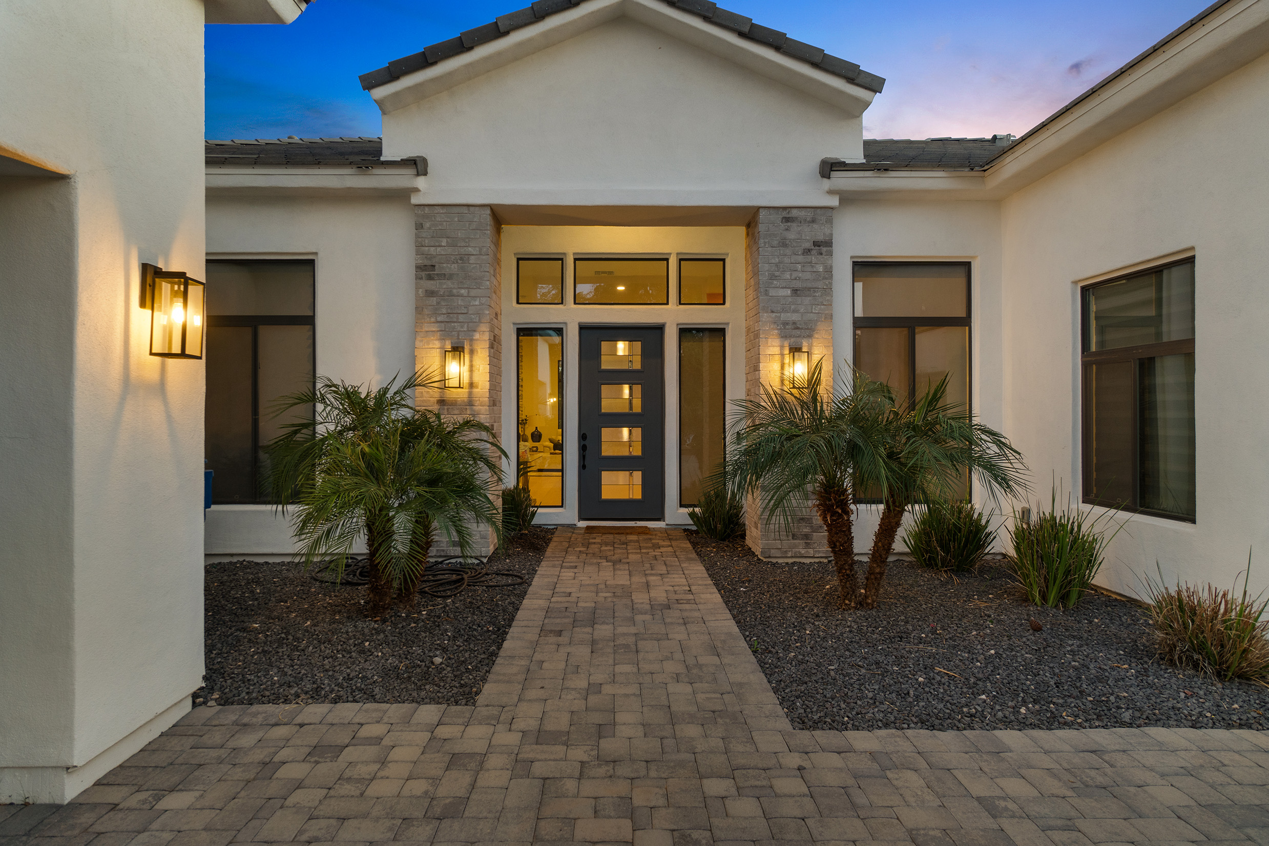 Front Entry of Residential home at twilight